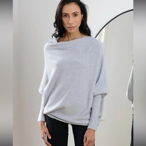 Jaki London (UK) Asymmetric Draped Sweater Light Grey in size L/XL